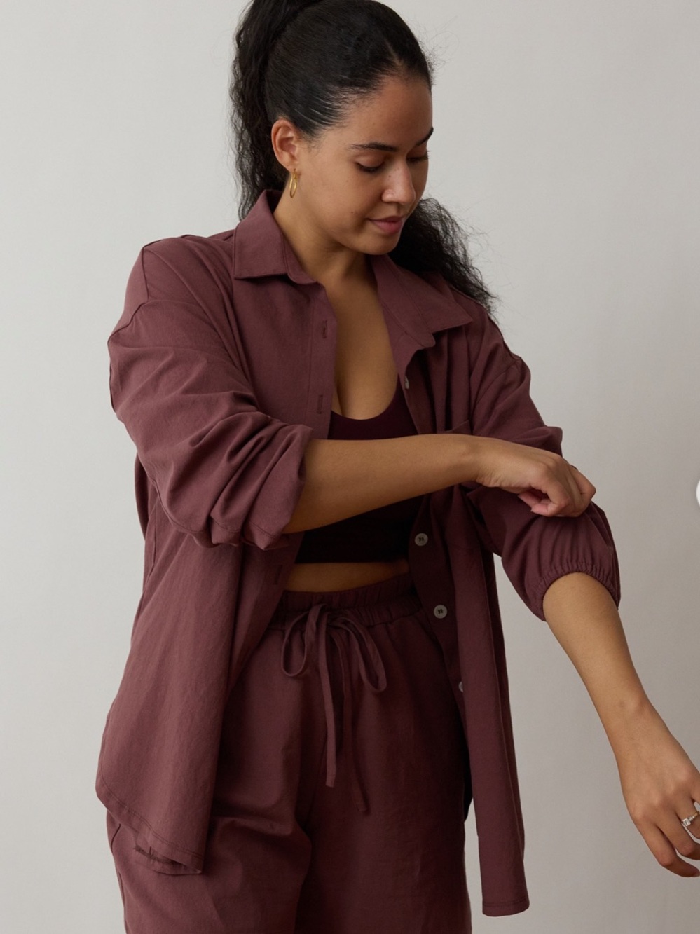 Free Label Tommy Button Up Shirt Women’s 2X Midnight Mauve Pink Cotton Crepe